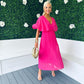 Stace Pleated Midi Dress Pink