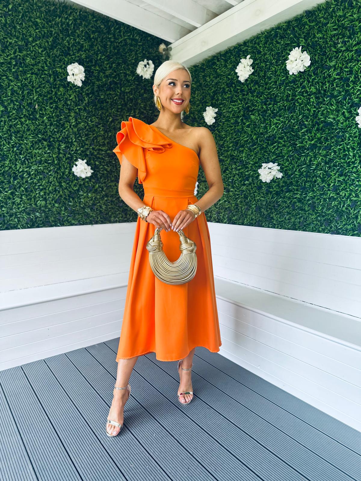 Orange dinner dress best sale