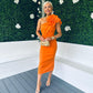 Eleanor Detailed Occasion Midi Dress Orange