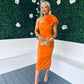 Eleanor Detailed Occasion Midi Dress Orange