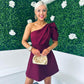 Caroline One Shoulder Occasion Mini Dress Burgundy