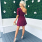 Caroline One Shoulder Occasion Mini Dress Burgundy