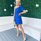 Caroline One Shoulder Occasion Mini Dress Cobalt