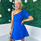 Caroline One Shoulder Occasion Mini Dress Cobalt