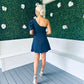 Caroline One Shoulder Occasion Mini Dress Navy