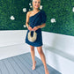 Caroline One Shoulder Occasion Mini Dress Navy