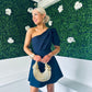 Caroline One Shoulder Occasion Mini Dress Navy