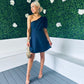 Caroline One Shoulder Occasion Mini Dress Navy