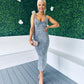 Pippa Occasion Midi Dress Sequin Grey