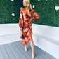 Elsa Long Sleeve Dress Multi Orange