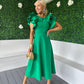 Celia Frill Detail Occasion Dress Emerald