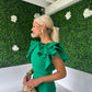 Celia Frill Detail Occasion Dress Emerald