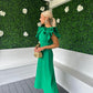 Celia Frill Detail Occasion Dress Emerald