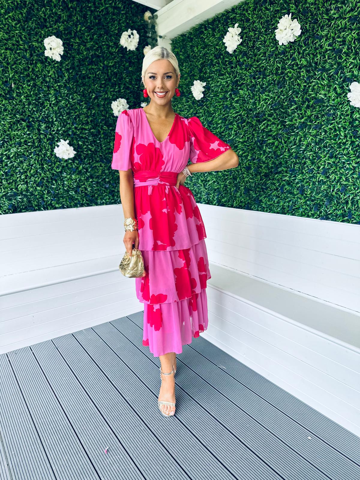 Saoirse Layered Midi Dress Pink