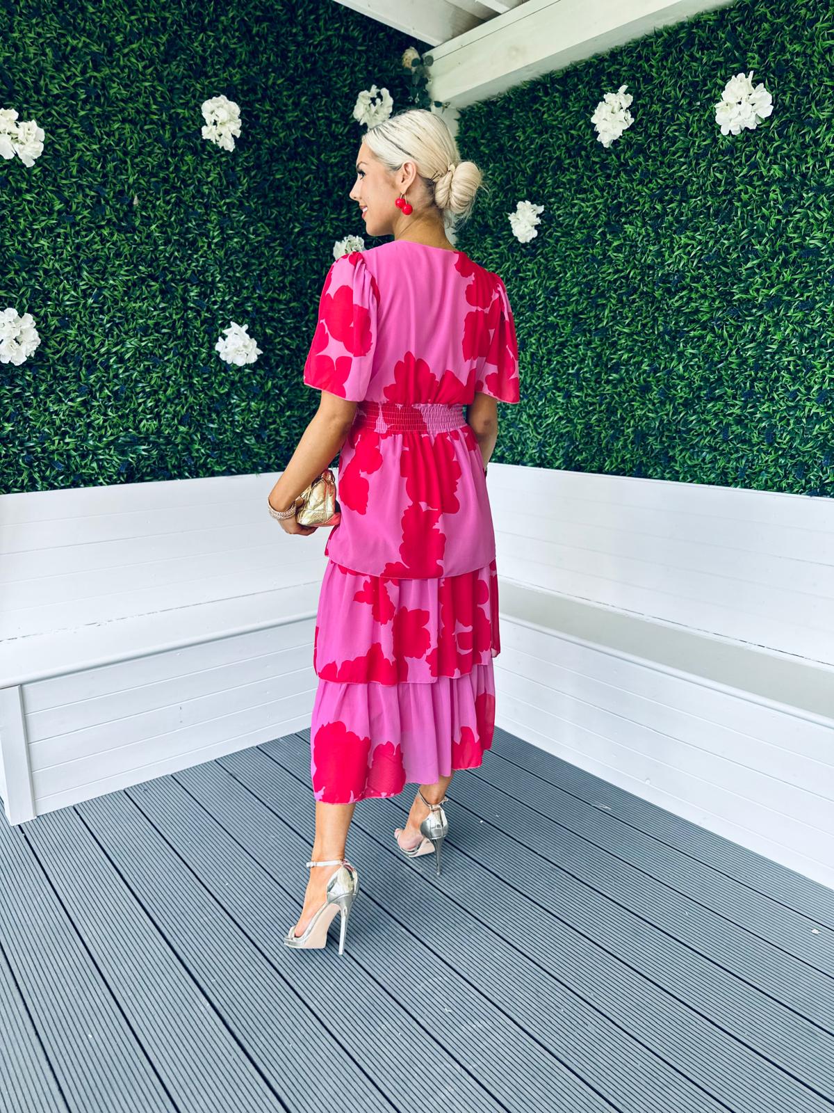 Saoirse Layered Midi Dress Pink