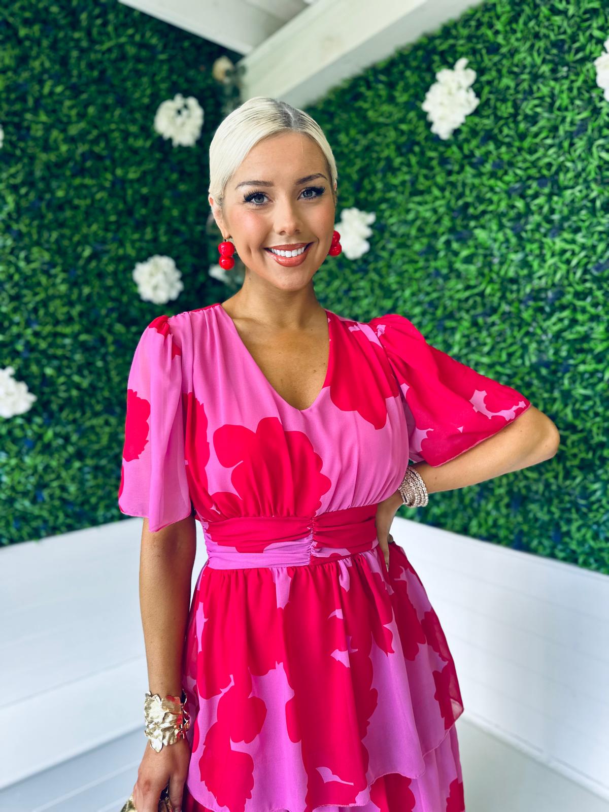 Saoirse Layered Midi Dress Pink