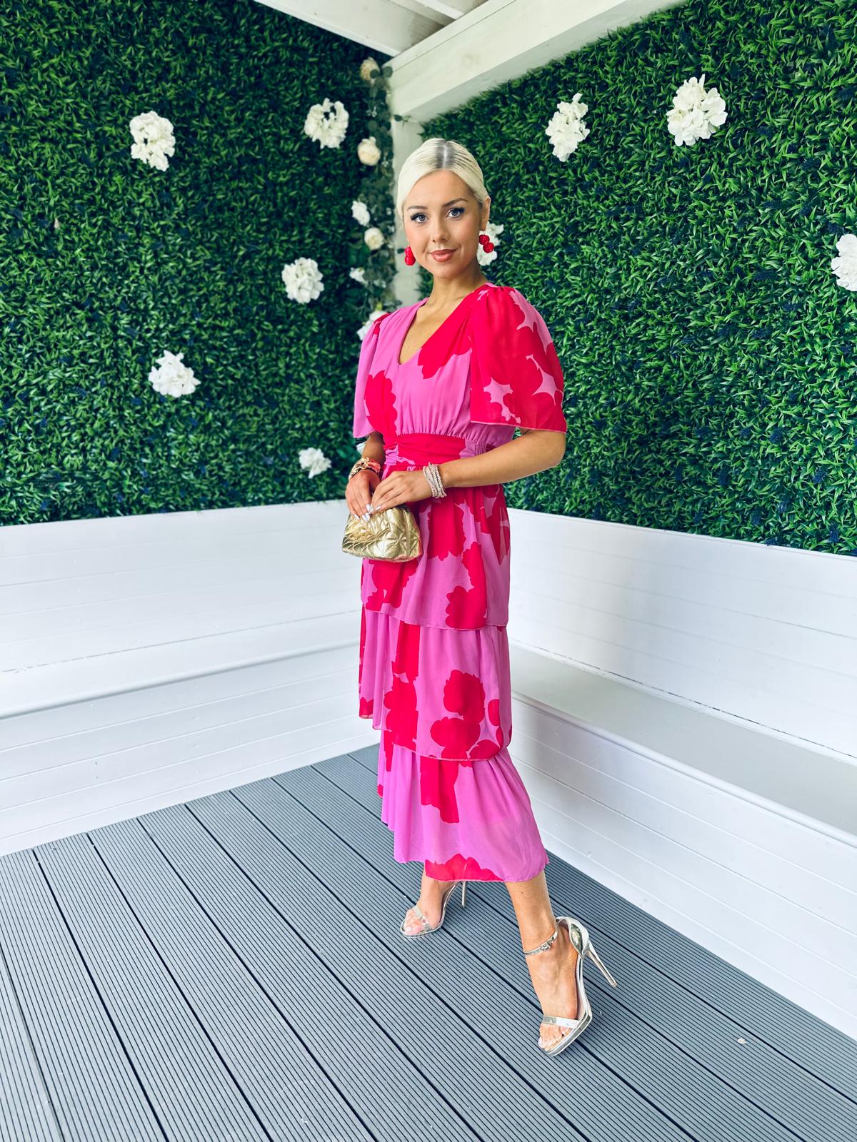 Saoirse Layered Midi Dress Pink
