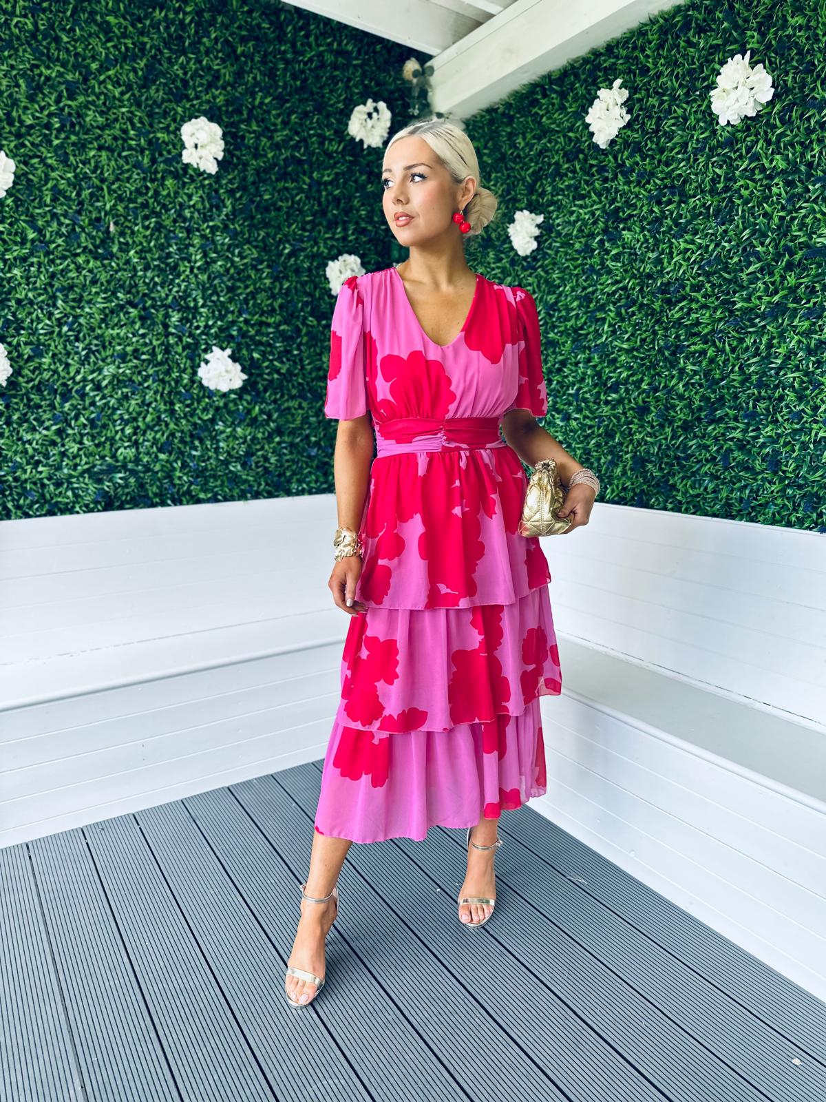 Saoirse Layered Midi Dress Pink