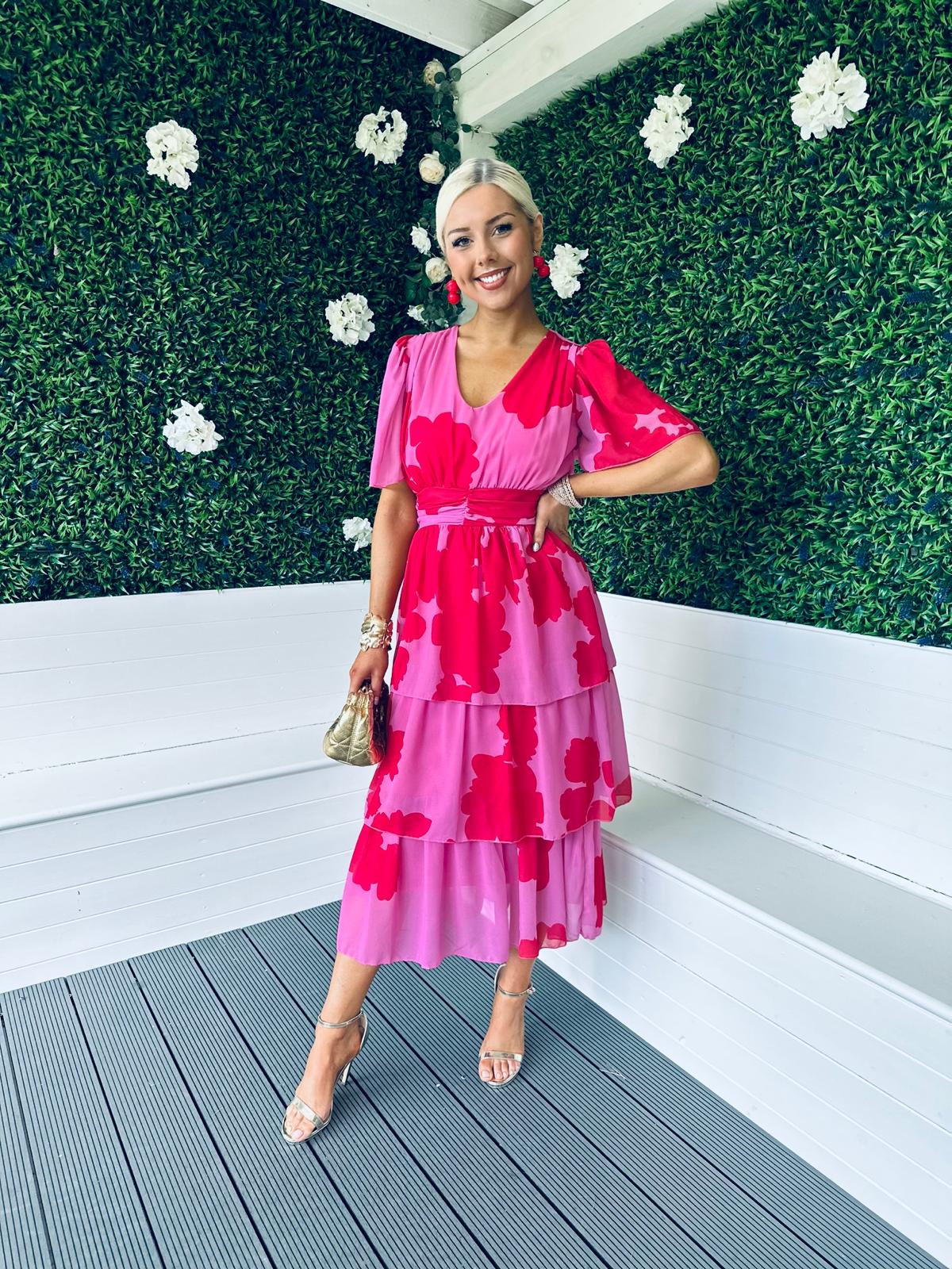 Saoirse Layered Midi Dress Pink
