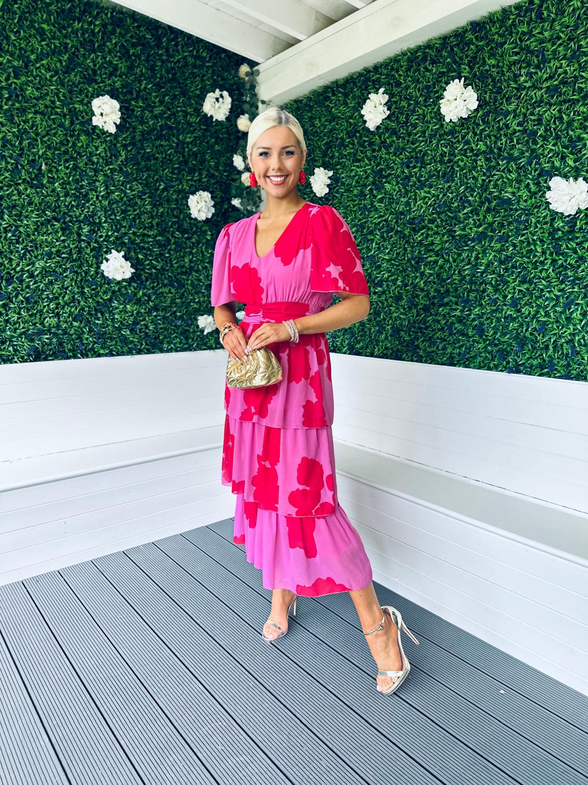 Saoirse Layered Midi Dress Pink