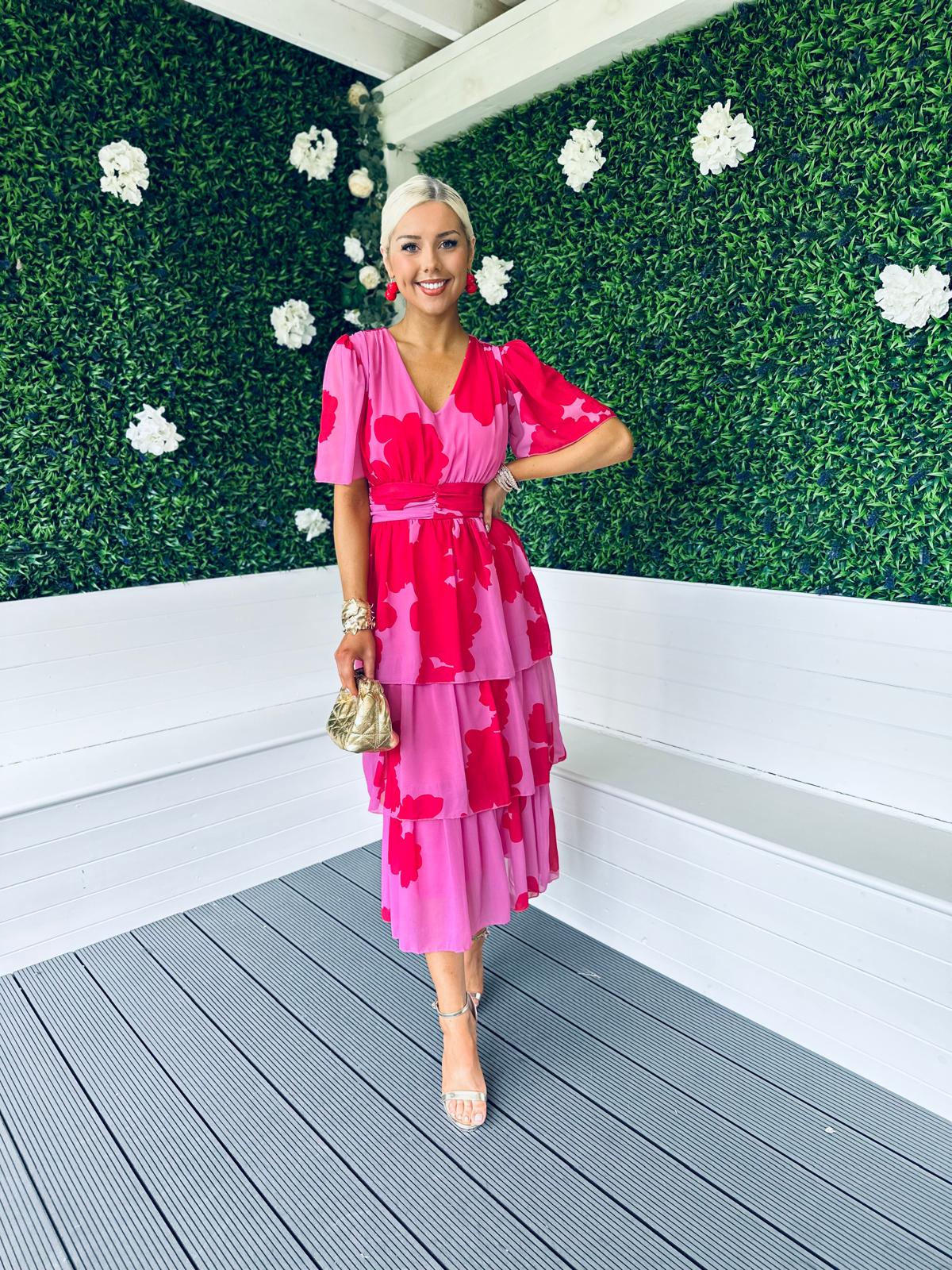Saoirse Layered Midi Dress Pink
