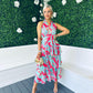 Roisin Layered Midi Dress Multi Aqua