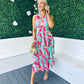 Roisin Layered Midi Dress Multi Aqua
