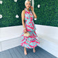 Roisin Layered Midi Dress Multi Aqua