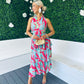 Roisin Layered Midi Dress Multi Aqua