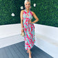 Roisin Layered Midi Dress Multi Aqua