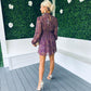 Winnie Gold Thread Mini Dress Purple