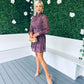 Winnie Gold Thread Mini Dress Purple