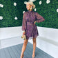 Winnie Gold Thread Mini Dress Purple