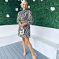 Joan Gold Leaf Mini Dress Snake Print