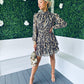 Joan Gold Leaf Mini Dress Snake Print