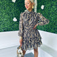 Joan Gold Leaf Mini Dress Snake Print