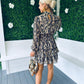 Joan Gold Leaf Mini Dress Snake Print