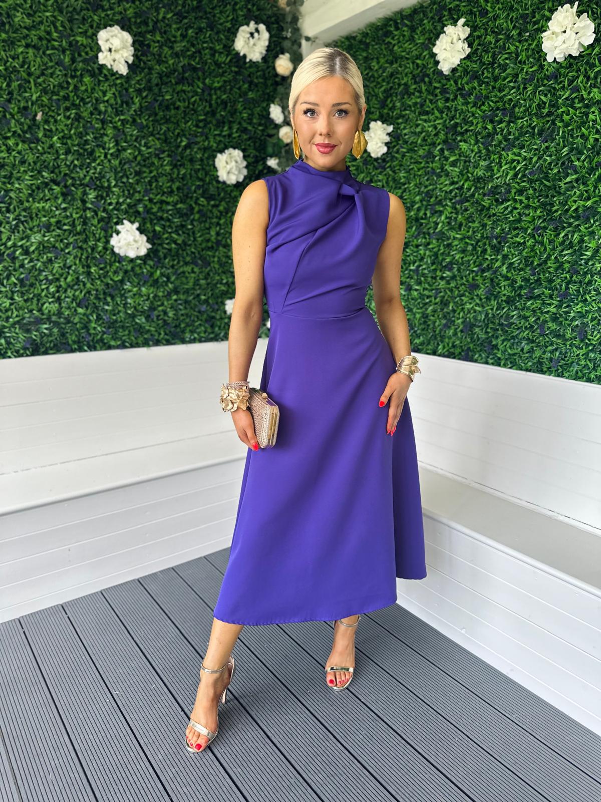 Kole Gathered Occasion Dress Violet