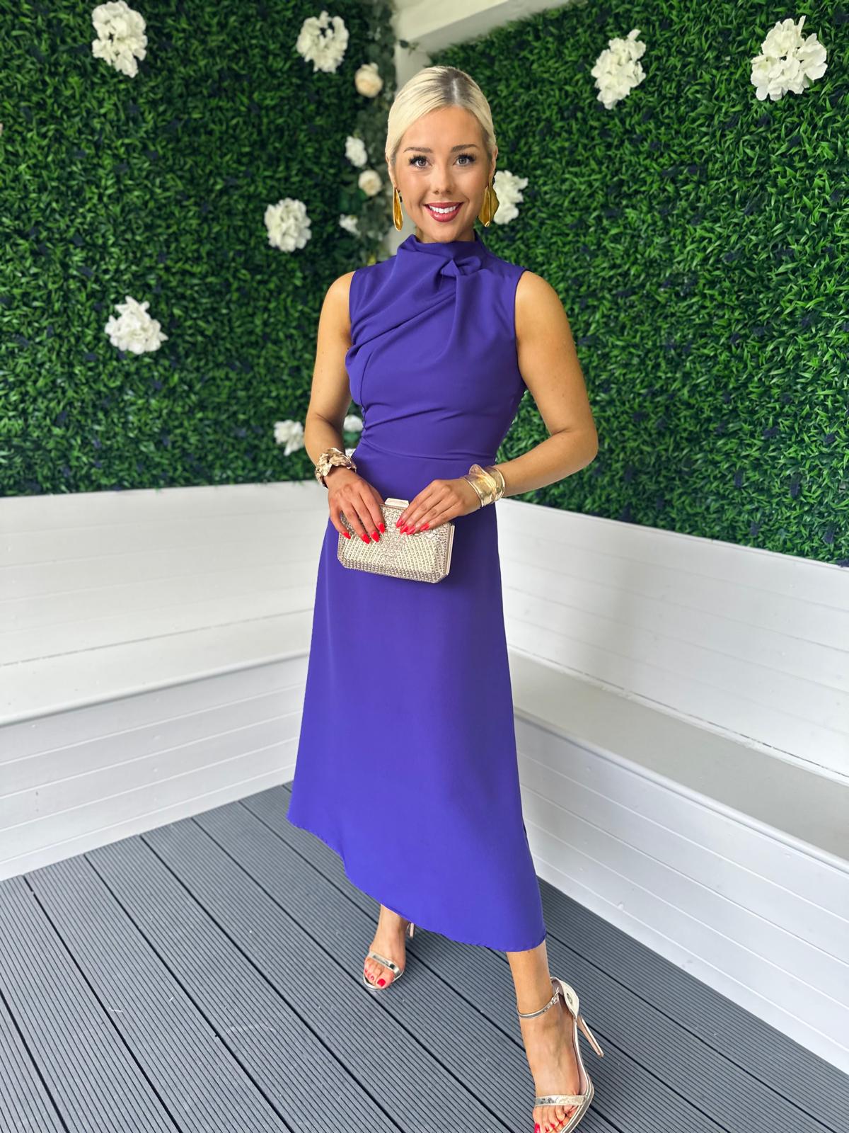 Kole Gathered Occasion Dress Violet