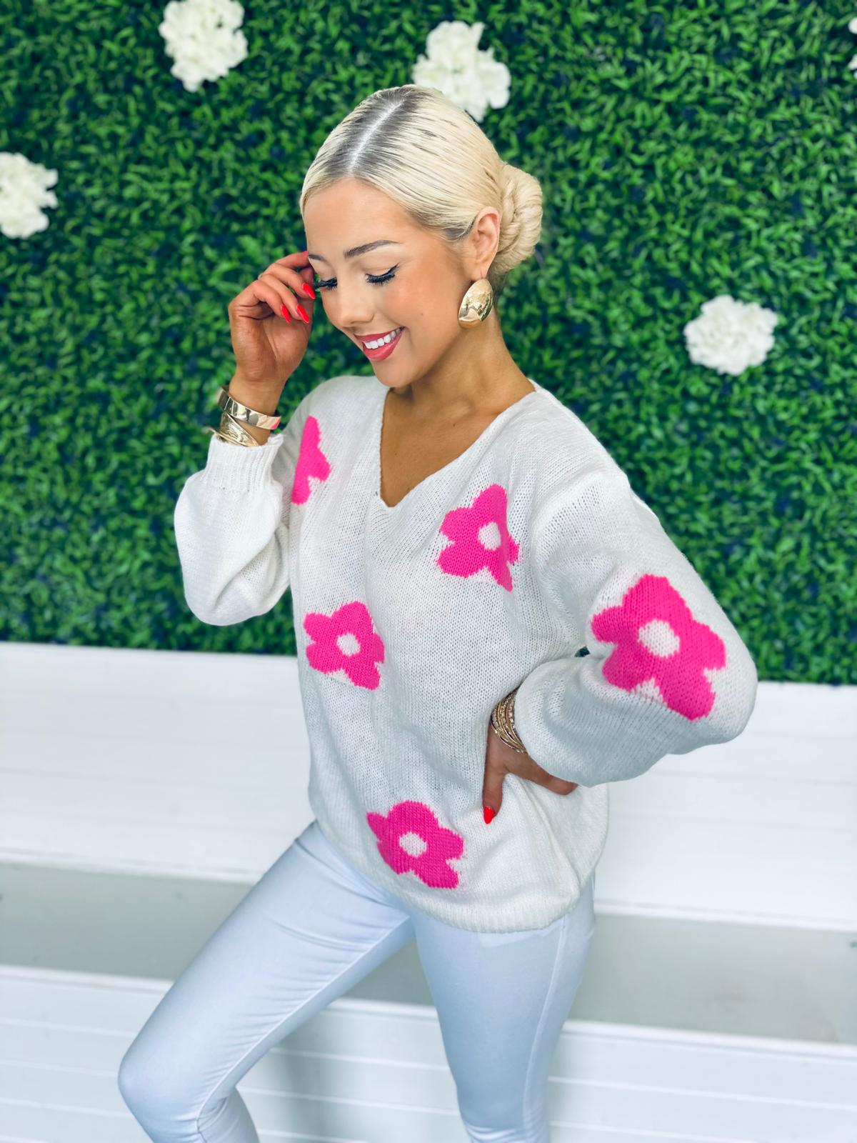 Fleur Loose Knit Jumper Pink