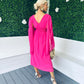 Alannah Cape Detail Midi Dress Cerise