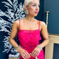 Erika Mesh Slinky Midi Dress Pink