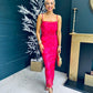 Erika Mesh Slinky Midi Dress Pink