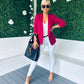 Baily Ruched Sleeve Blazer Wine