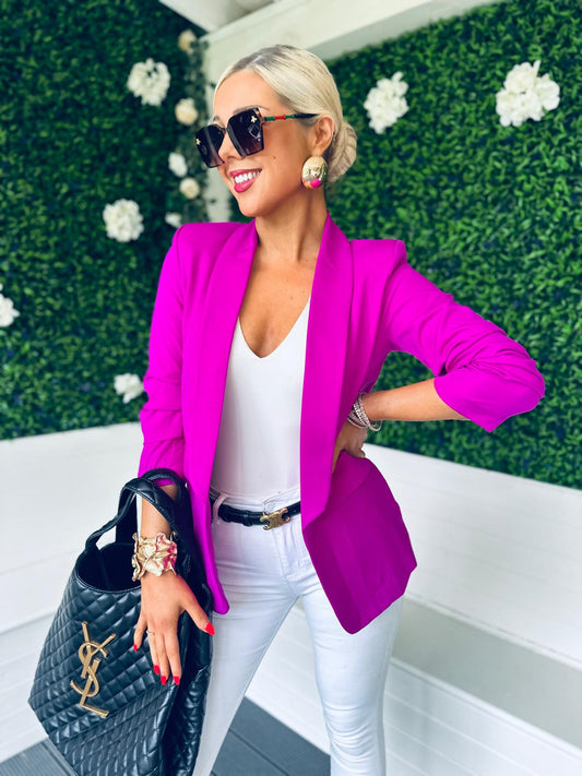 Baily Ruched Sleeve Blazer Orchid