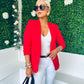 Baily Ruched Sleeve Blazer Red