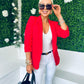 Baily Ruched Sleeve Blazer Red