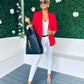 Baily Ruched Sleeve Blazer Red