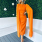 Camilla Cape Detail Occasion Dress Orange