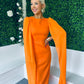 Camilla Cape Detail Occasion Dress Orange